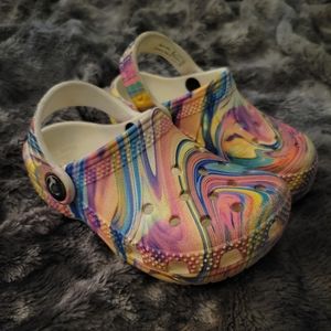 Toddler size 8 Crocs tie dye